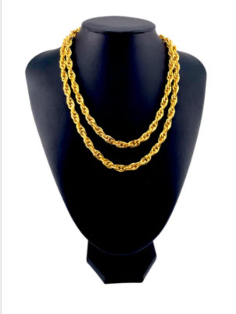 Vintage Gold Rope Chain Necklace 36" Chunky Textured Gold Plated Unisex